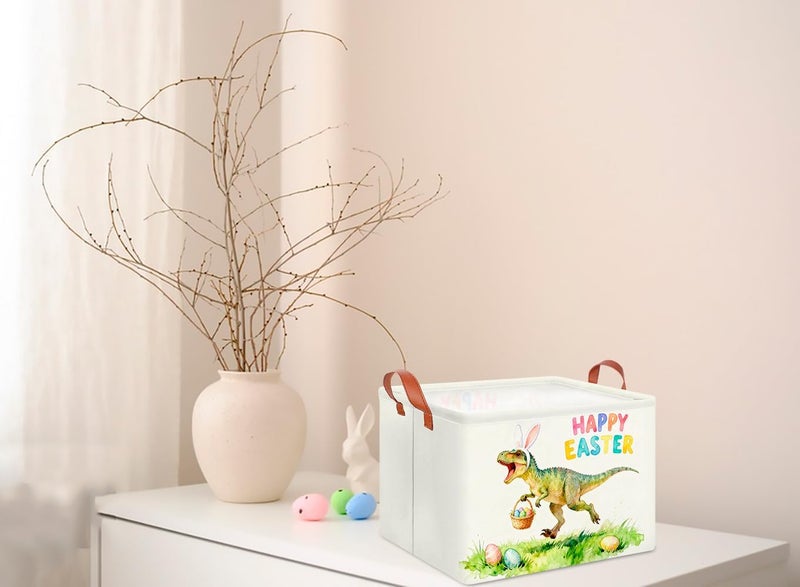 CLOCOR Rectangular Dinosaur Easter Basket Empty, Blue Gift Basket with Handles,Toys Storage Bin,Baby Room Decor(Dinosaur) - Image 4